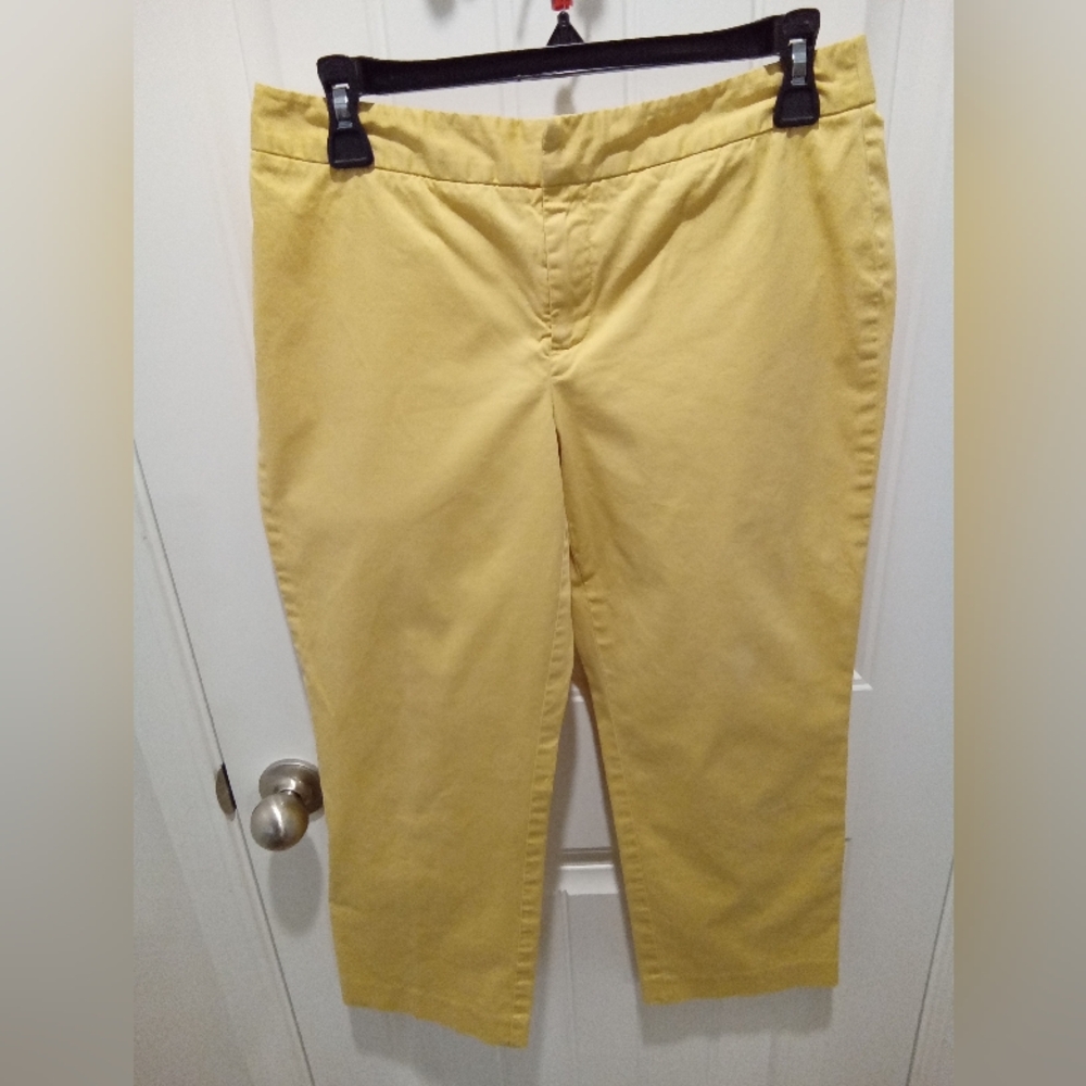 Banana Republic Size 6 Yellow Ankle Cropped Straight Leg Trousers